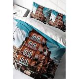 MONOHOME%100 Pamuk Saten Çift Kişilik Nevresim Takımı Apartment Desenli, MONOHOME40390