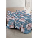 MONOHOME%100 Pamuk Saten Çift Kişilik Nevresim Takımı Blue Rose, MONOHOME34900