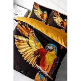 MONOHOME%100 Pamuk Saten Çift Kişilik Nevresim Takımı Macaw Parrot Desenli, MONOHOME40017