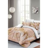MONOHOME%100 Pamuk Saten Çift Kişilik Nevresim Takımı Marble Shiny Pudra-Gold, MONOHOME35662