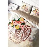 MONOHOME%100 Pamuk Saten Çift Kişilik Nevresim Takımı Romantic Bicycle, MONOHOME39875