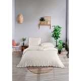 Monolisse Candy Fırfırlı Biyeli %100 Pamuk Nevresim Takımı Çift Kişilik Ekru Mor 200X220CM - 200 x 220 cm