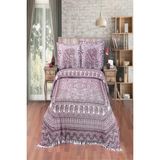 Monolisse Fil Desenli Pamuklu Jakar Yatak Örtüsü - 230X240 cm - Mürdüm - 230 x 240 cm