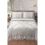 Monolisse Gül Desenli Pamuklu Jakar Yatak Örtüsü - 230X240 cm - Bej - 230 x 240 cm