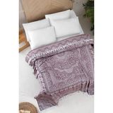 Monolisse Pamuklu Jakar Saçak Bağlamalı Yatak Örtüsü Çift Kişilik - 230X250 cm - Mürdüm - 230 x 250 cm