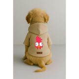 monopetz Baskılı İçi Polarlı Köpek Ve Kedi Kıyafeti & Elbisesi - Bej Renk Kapüşonlu Hoodie B046D M