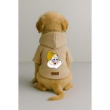 Monopetz Baskılı İçi Polarlı Köpek ve Kedi Kıyafeti & Elbisesi - Bej Renk Kapüşonlu Hoodie B1452, 6XL