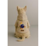 Monopetz Baskılı İçi Polarlı Köpek ve Kedi Kıyafeti & Elbisesi - Bej Renk Kapüşonlu Hoodie B3842, M