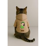 monopetz Baskılı İçi Polarlı Köpek Ve Kedi Kıyafeti & Elbisesi - Bej Renk Kapüşonlu Hoodie B4D8C M