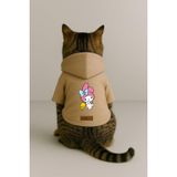 monopetz Baskılı İçi Polarlı Köpek Ve Kedi Kıyafeti & Elbisesi - Bej Renk Kapüşonlu Hoodie B69D4 2Xl