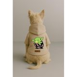 monopetz Baskılı İçi Polarlı Köpek Ve Kedi Kıyafeti & Elbisesi - Bej Renk Kapüşonlu Hoodie B729A Xs