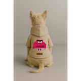 Monopetz Baskılı İçi Polarlı Köpek ve Kedi Kıyafeti & Elbisesi - Bej Renk Kapüşonlu Hoodie B7CCB, S