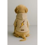 monopetz Baskılı İçi Polarlı Köpek Ve Kedi Kıyafeti & Elbisesi - Bej Renk Kapüşonlu Hoodie B8122 M