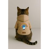 monopetz Baskılı İçi Polarlı Köpek Ve Kedi Kıyafeti & Elbisesi - Bej Renk Kapüşonlu Hoodie B8383 S