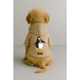 monopetz Baskılı İçi Polarlı Köpek Ve Kedi Kıyafeti & Elbisesi - Bej Renk Kapüşonlu Hoodie B8B3E L