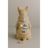 Monopetz Baskılı İçi Polarlı Köpek ve Kedi Kıyafeti & Elbisesi - Bej Renk Kapüşonlu Hoodie B9CAB, M