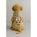 Monopetz Baskılı İçi Polarlı Köpek ve Kedi Kıyafeti & Elbisesi - Bej Renk Kapüşonlu Hoodie B9D44, XS