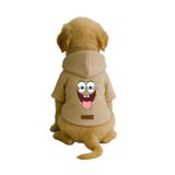 Monopetz Baskılı İçi Polarlı Köpek ve Kedi Kıyafeti & Elbisesi - Bej Renk Kapüşonlu Hoodie BBA8D, L