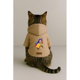 Monopetz Baskılı İçi Polarlı Köpek ve Kedi Kıyafeti & Elbisesi - Bej Renk Kapüşonlu Hoodie BCA9A, XS