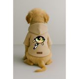 monopetz Baskılı İçi Polarlı Köpek Ve Kedi Kıyafeti & Elbisesi - Bej Renk Kapüşonlu Hoodie Bddf7 L