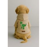 Monopetz Baskılı İçi Polarlı Köpek ve Kedi Kıyafeti & Elbisesi - Bej Renk Kapüşonlu Hoodie BDFBE, L