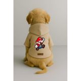 monopetz Baskılı İçi Polarlı Köpek Ve Kedi Kıyafeti & Elbisesi - Bej Renk Kapüşonlu Hoodie Be3B1 S