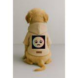 Monopetz Baskılı İçi Polarlı Köpek ve Kedi Kıyafeti & Elbisesi - Bej Renk Kapüşonlu Hoodie BEFAD, L