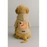 Monopetz Baskılı İçi Polarlı Köpek ve Kedi Kıyafeti & Elbisesi - Bej Renk Kapüşonlu Hoodie BF473, 3XL