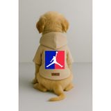 Monopetz Baskılı İçi Polarlı Köpek ve Kedi Kıyafeti & Elbisesi - Bej Renk Kapüşonlu Hoodie BF643, L