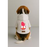 monopetz Baskılı İçi Polarlı Köpek Ve Kedi Kıyafeti & Elbisesi - Beyaz Renk Kapüşonlu Hoodie B046D 3Xl