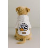 monopetz Baskılı İçi Polarlı Köpek Ve Kedi Kıyafeti & Elbisesi - Beyaz Renk Kapüşonlu Hoodie B0B3B M