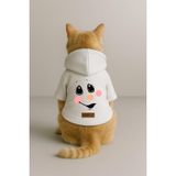 monopetz Baskılı İçi Polarlı Köpek Ve Kedi Kıyafeti & Elbisesi - Beyaz Renk Kapüşonlu Hoodie B1A80 Xl