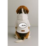 monopetz Baskılı İçi Polarlı Köpek Ve Kedi Kıyafeti & Elbisesi - Beyaz Renk Kapüşonlu Hoodie B1F39 Xl