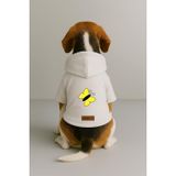 monopetz Baskılı İçi Polarlı Köpek Ve Kedi Kıyafeti & Elbisesi - Beyaz Renk Kapüşonlu Hoodie B47Dc Xl
