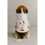 Monopetz Baskılı İçi Polarlı Köpek ve Kedi Kıyafeti & Elbisesi - Beyaz Renk Kapüşonlu Hoodie B58E6, 2XL