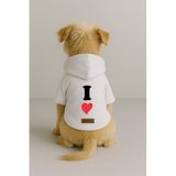 monopetz Baskılı İçi Polarlı Köpek Ve Kedi Kıyafeti & Elbisesi - Beyaz Renk Kapüşonlu Hoodie B60B1 4Xl