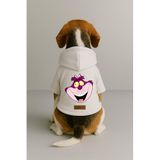 monopetz Baskılı İçi Polarlı Köpek Ve Kedi Kıyafeti & Elbisesi - Beyaz Renk Kapüşonlu Hoodie B6210 5Xl