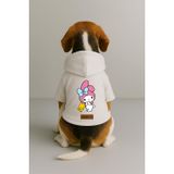 monopetz Baskılı İçi Polarlı Köpek Ve Kedi Kıyafeti & Elbisesi - Beyaz Renk Kapüşonlu Hoodie B69D4 3Xl