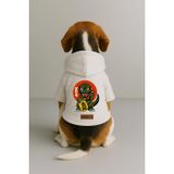 monopetz Baskılı İçi Polarlı Köpek Ve Kedi Kıyafeti & Elbisesi - Beyaz Renk Kapüşonlu Hoodie B6Fe4 M