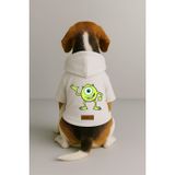 monopetz Baskılı İçi Polarlı Köpek Ve Kedi Kıyafeti & Elbisesi - Beyaz Renk Kapüşonlu Hoodie B7618 3Xl