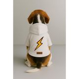 monopetz Baskılı İçi Polarlı Köpek Ve Kedi Kıyafeti & Elbisesi - Beyaz Renk Kapüşonlu Hoodie B8122 4Xl