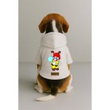 Monopetz Baskılı İçi Polarlı Köpek ve Kedi Kıyafeti & Elbisesi - Beyaz Renk Kapüşonlu Hoodie B94BB, 5XL