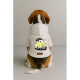 Monopetz Baskılı İçi Polarlı Köpek ve Kedi Kıyafeti & Elbisesi - Beyaz Renk Kapüşonlu Hoodie B9785, XL
