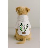 Monopetz Baskılı İçi Polarlı Köpek ve Kedi Kıyafeti & Elbisesi - Beyaz Renk Kapüşonlu Hoodie B98A7, XL
