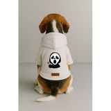 monopetz Baskılı İçi Polarlı Köpek Ve Kedi Kıyafeti & Elbisesi - Beyaz Renk Kapüşonlu Hoodie B9A84 2Xl