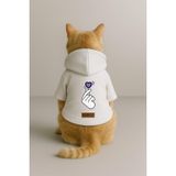 Monopetz Baskılı İçi Polarlı Köpek ve Kedi Kıyafeti & Elbisesi - Beyaz Renk Kapüşonlu Hoodie B9EF6, XS