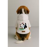 monopetz Baskılı İçi Polarlı Köpek Ve Kedi Kıyafeti & Elbisesi - Beyaz Renk Kapüşonlu Hoodie B9F16 6Xl