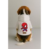 Monopetz Baskılı İçi Polarlı Köpek ve Kedi Kıyafeti & Elbisesi - Beyaz Renk Kapüşonlu Hoodie BAFC2, 2XL