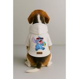 monopetz Baskılı İçi Polarlı Köpek Ve Kedi Kıyafeti & Elbisesi - Beyaz Renk Kapüşonlu Hoodie Bb21D Xs