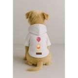 Monopetz Baskılı İçi Polarlı Köpek ve Kedi Kıyafeti & Elbisesi - Beyaz Renk Kapüşonlu Hoodie BB575, XL